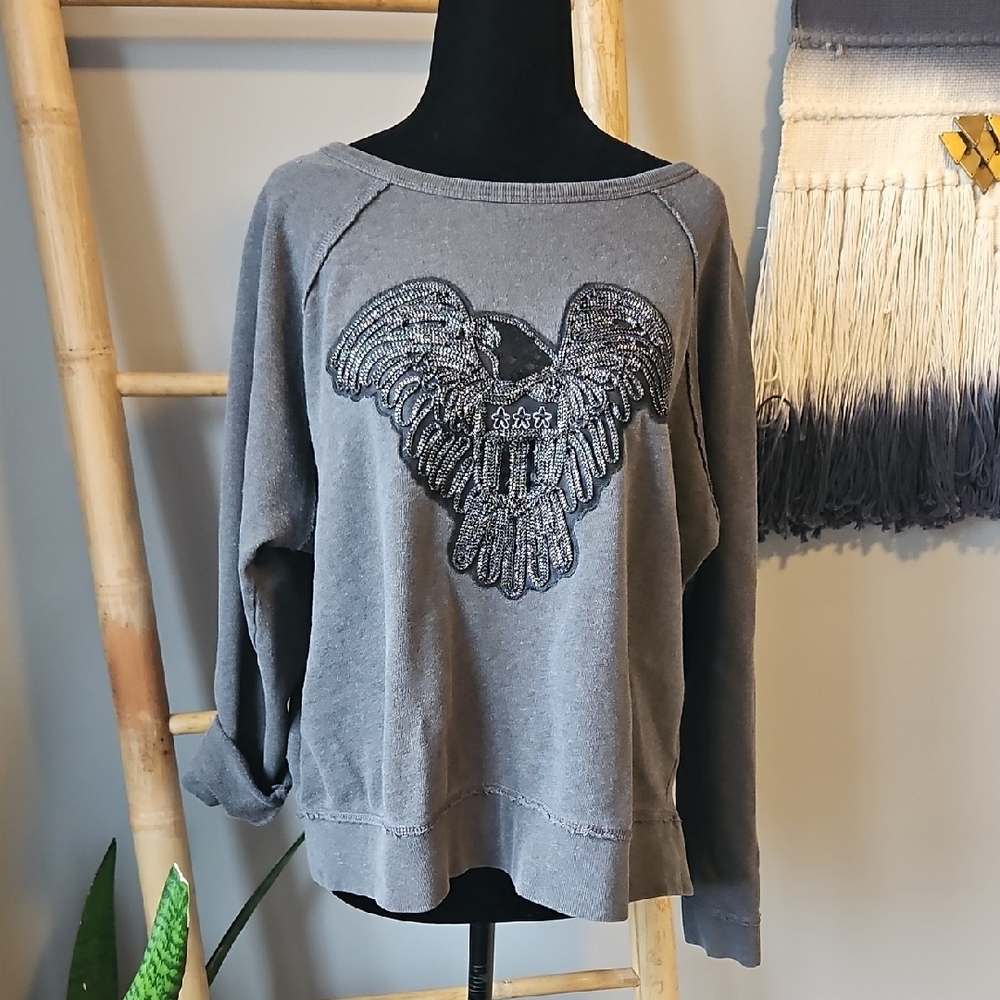 Ralph Lauren Gray Crew Neck Sweater with Eagle Design